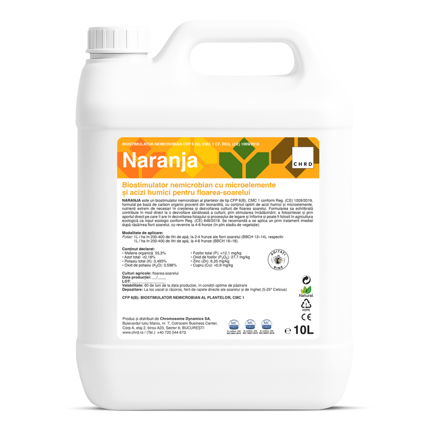 NARANJA, Biostimulator nemicrobian pentru cultura de floarea-soarelui